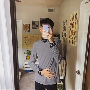 black & white striped turtleneck